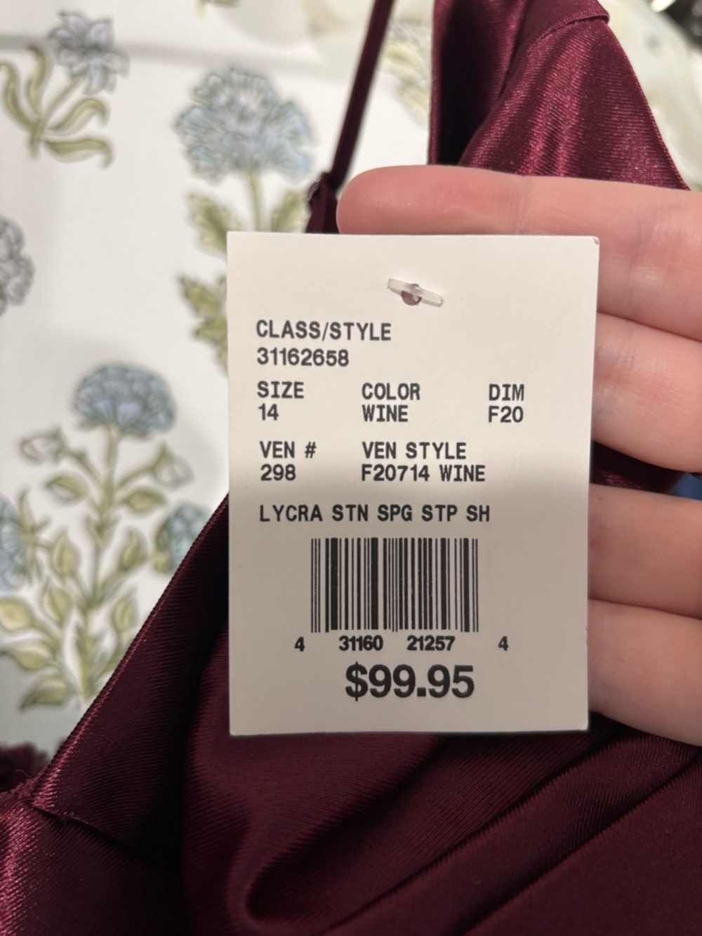 David's Bridal Satin Dress in Wine